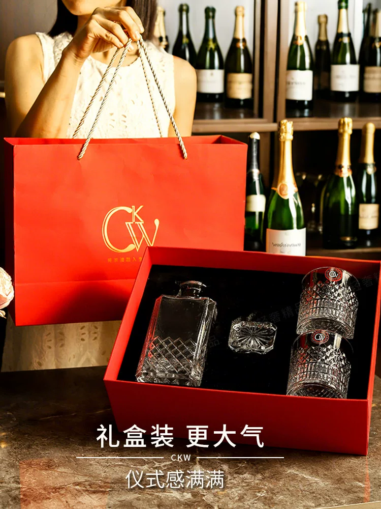Bộ ly rượu whisky CKW cao cấp, bộ chai rượu ngoại, ly rượu cao cấp, ly pha lê gia dụng cao cấp, hộp quà tặng