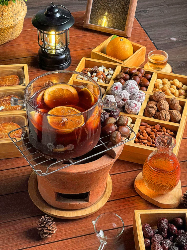 Ấm trà để pha trà quanh bếp, bình thủy tinh chịu nhiệt độ cao, bình pha rượu phổ biến, bình trà hoa thủy tinh borosilicate cao cấp, bếp điện gốm dùng lửa trực tiếp