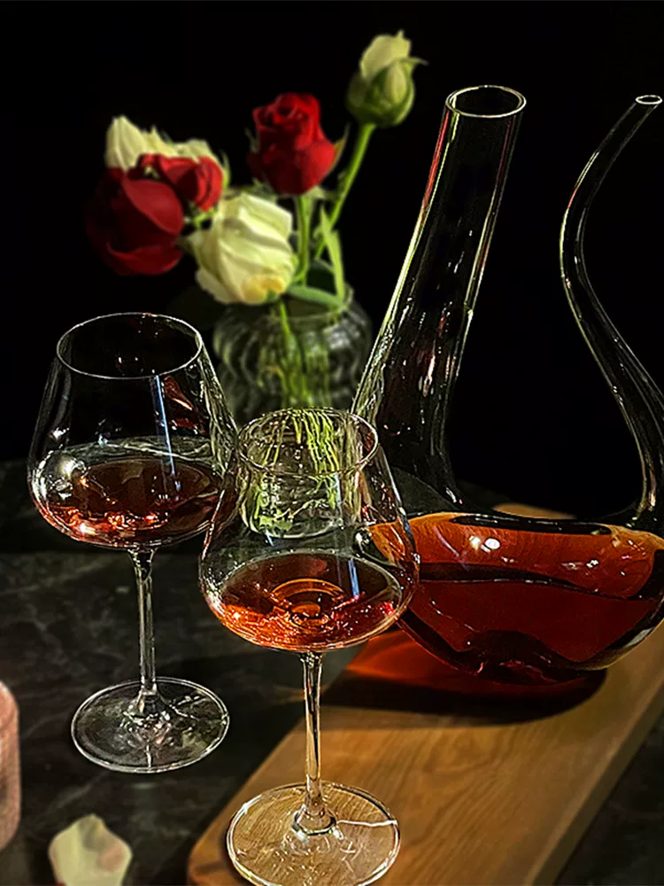 Bộ ly rượu vang đỏ, ly gia đình, ly pha lê rượu vang Burgundy sang trọng nhẹ nhàng, ly bụng rộng, bình rót rượu sáng tạo