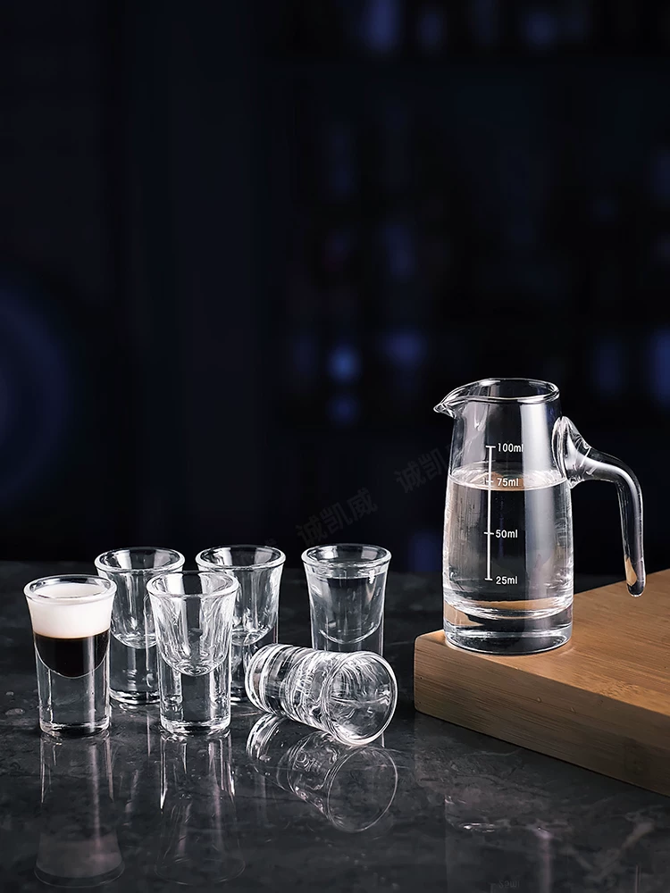 Bộ ly rượu với bình rót rượu, ly rượu nhỏ, ly rượu hình viên đạn, dùng cho gia đình và nhà hàng, ly thủy tinh