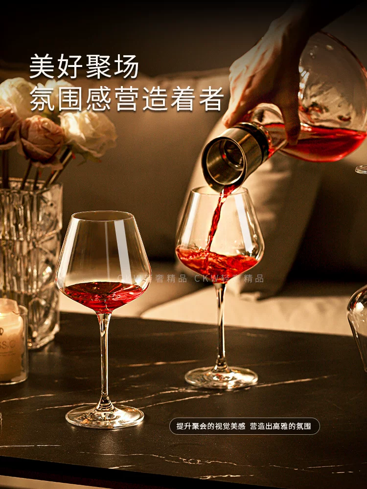 Bộ ly rượu vang đỏ pha lê cao cấp CKW, bình rót rượu cao cấp, ly rượu vang cao Burgundy cao cấp