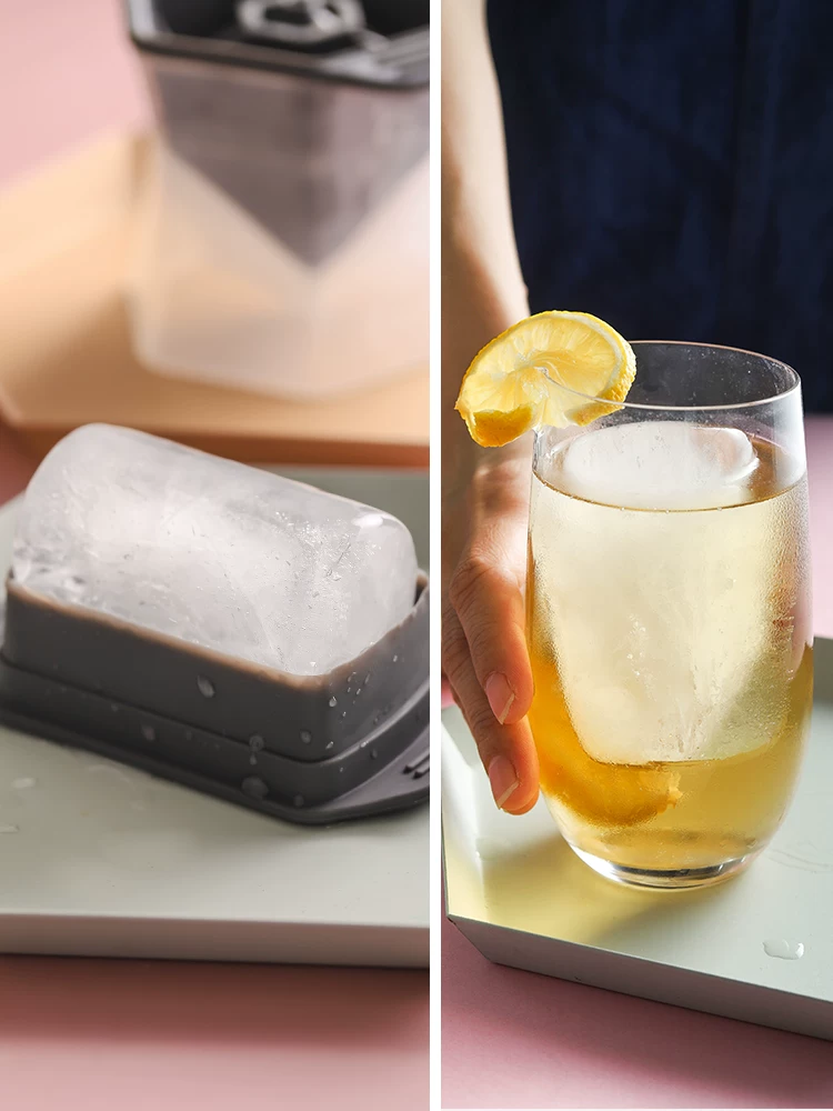 Khuôn làm đá viên whisky khay làm đá silicon lớn hộp làm đá sáng tạo có nắp đậy khuôn làm đá viên hình cầu nhanh chóng tháo rời