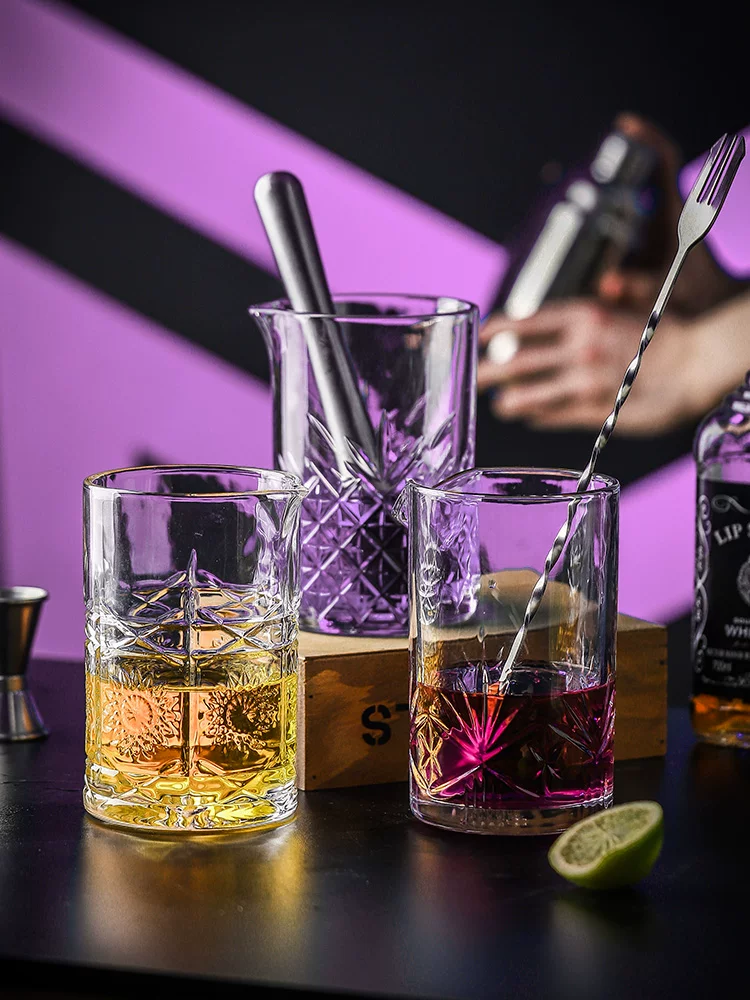 Bộ cốc pha chế rượu whisky, cocktail, dụng cụ pha chế quầy bar, kiểu Nhật, bộ cốc lắc