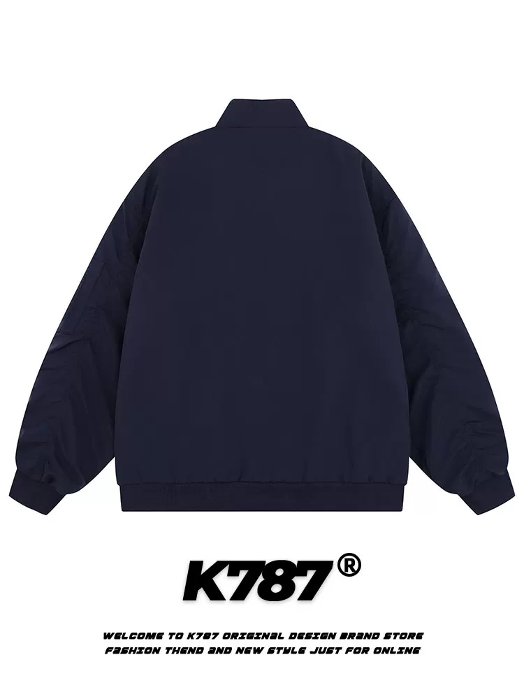 Áo khoác công nhân phong cách retro Mỹ K787, màu trơn, unisex, xu hướng quốc gia, mùa xuân thu 2025, kiểu dáng gọn gàng, kiểu phi công
