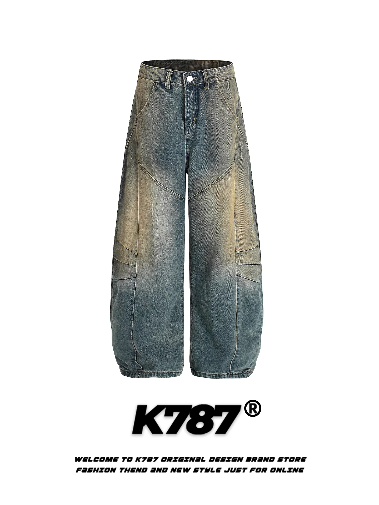Quần jeans nam K787 kiểu đường phố Mỹ, phong cách xước rách, thương hiệu thời thượng, đường may lộ, dáng rộng, thoải mái, ống rộng
