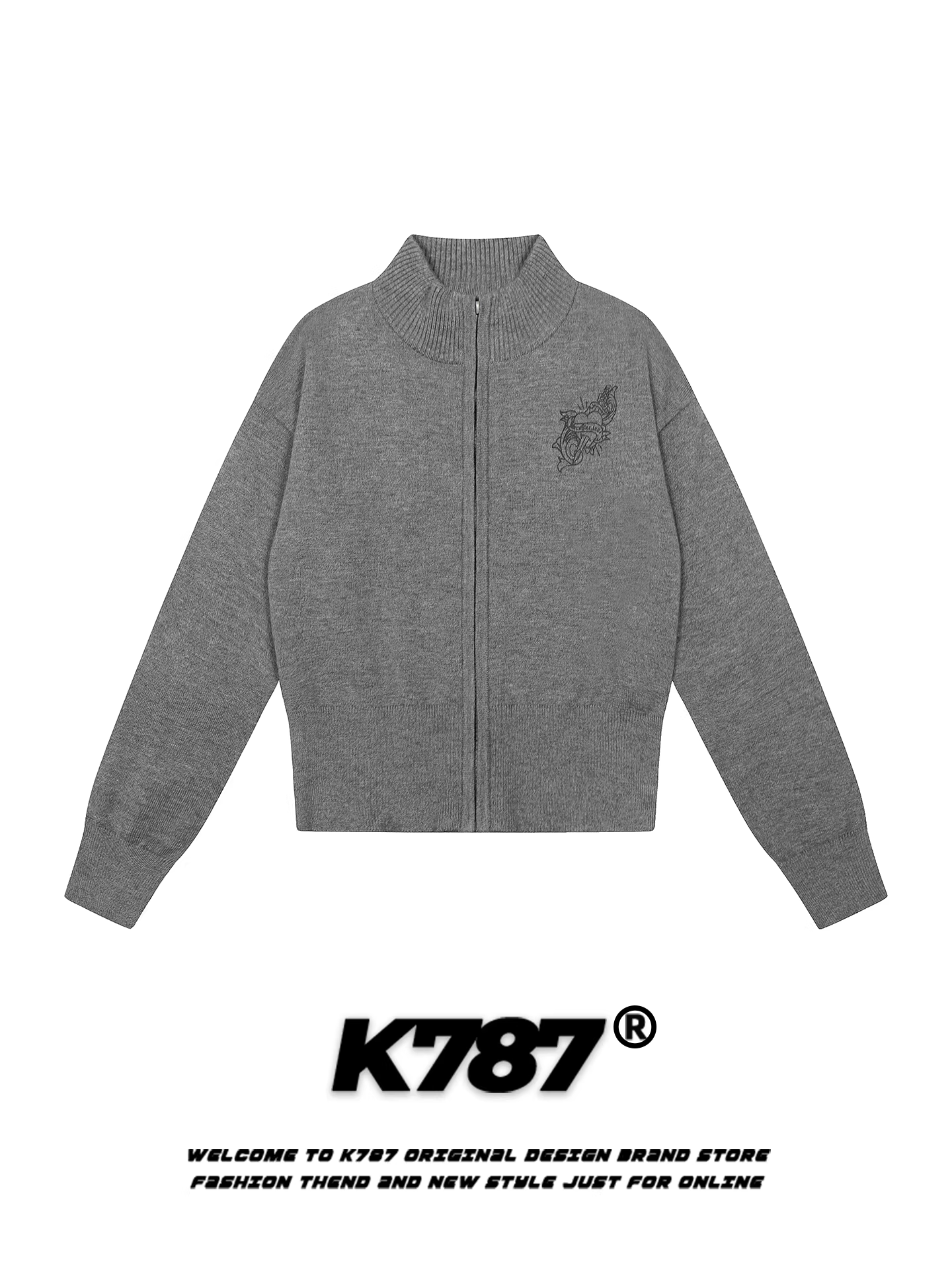 Áo cardigan dệt kim kiểu Mỹ cổ điển K787 có in chữ ở phía sau, kiểu dáng ôm body, áo len ngắn mặc thường ngày đi làm dành cho nữ