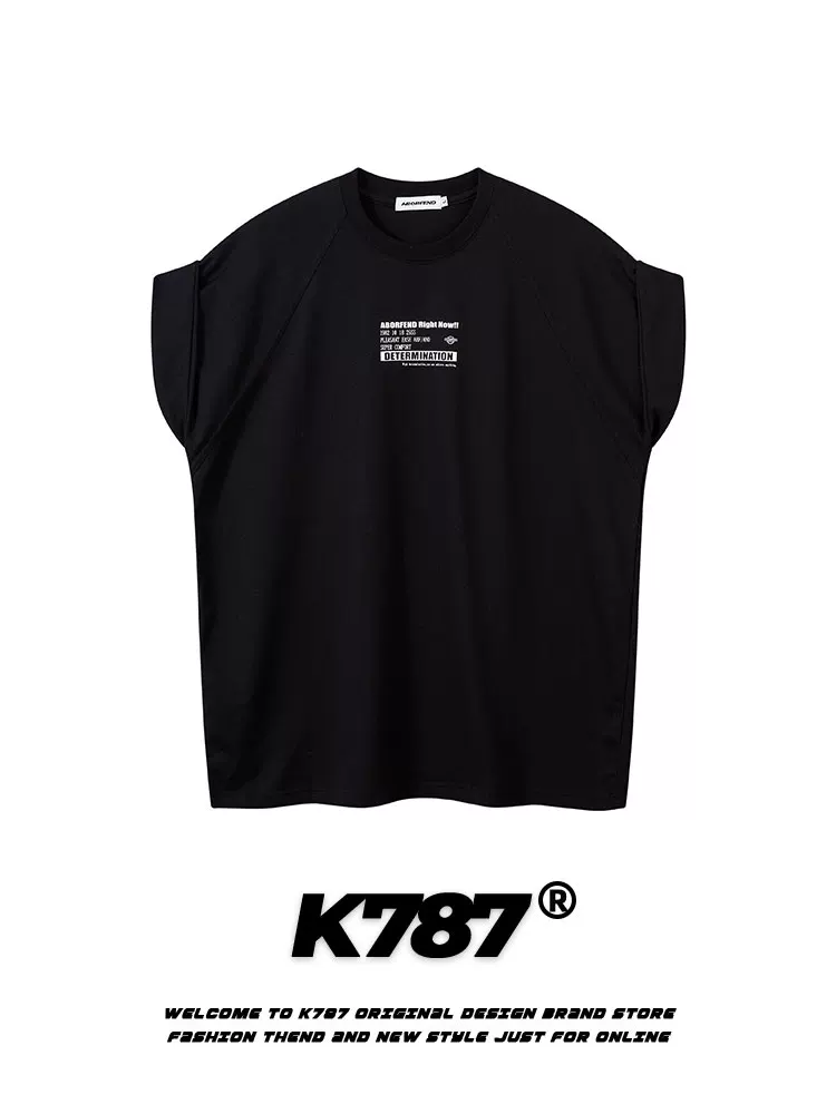 K787 Áo vest in chữ cổ điển kiểu Mỹ unisex thể thao đa năng áo lót không tay áo thun rộng rãi đa năng