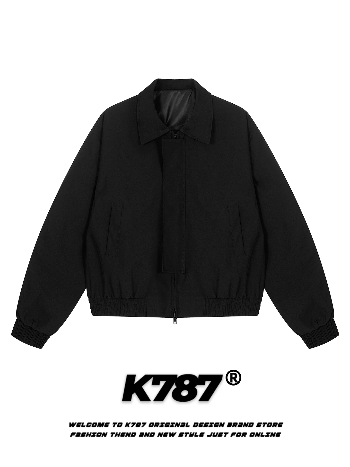 Áo khoác phi công cổ điển kiểu Mỹ K787 dành cho nam và nữ, áo khoác cardigan màu xám đơn giản và rộng rãi dành cho cặp đôi