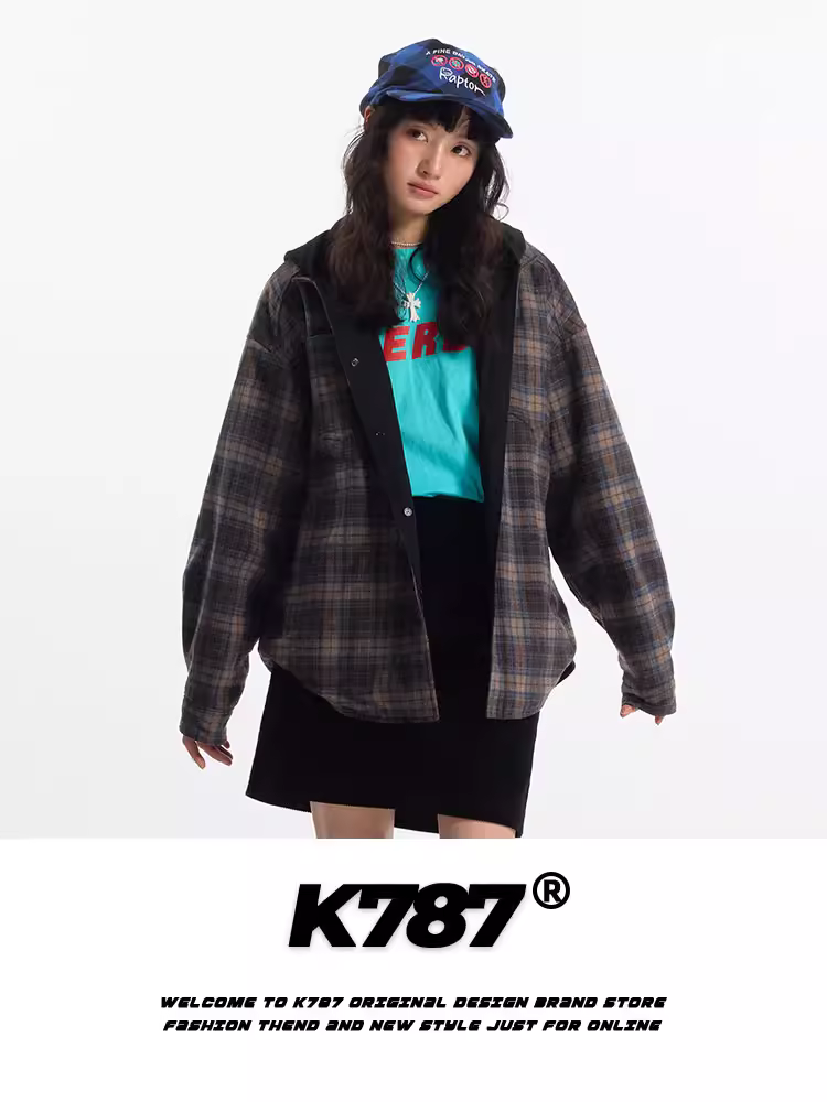 Áo nỉ có mũ trùm đầu có thể đảo ngược theo xu hướng quốc gia cổ điển của Mỹ K787 dành cho nam và nữ, áo khoác cặp đôi dáng rộng theo phong cách Chanel.