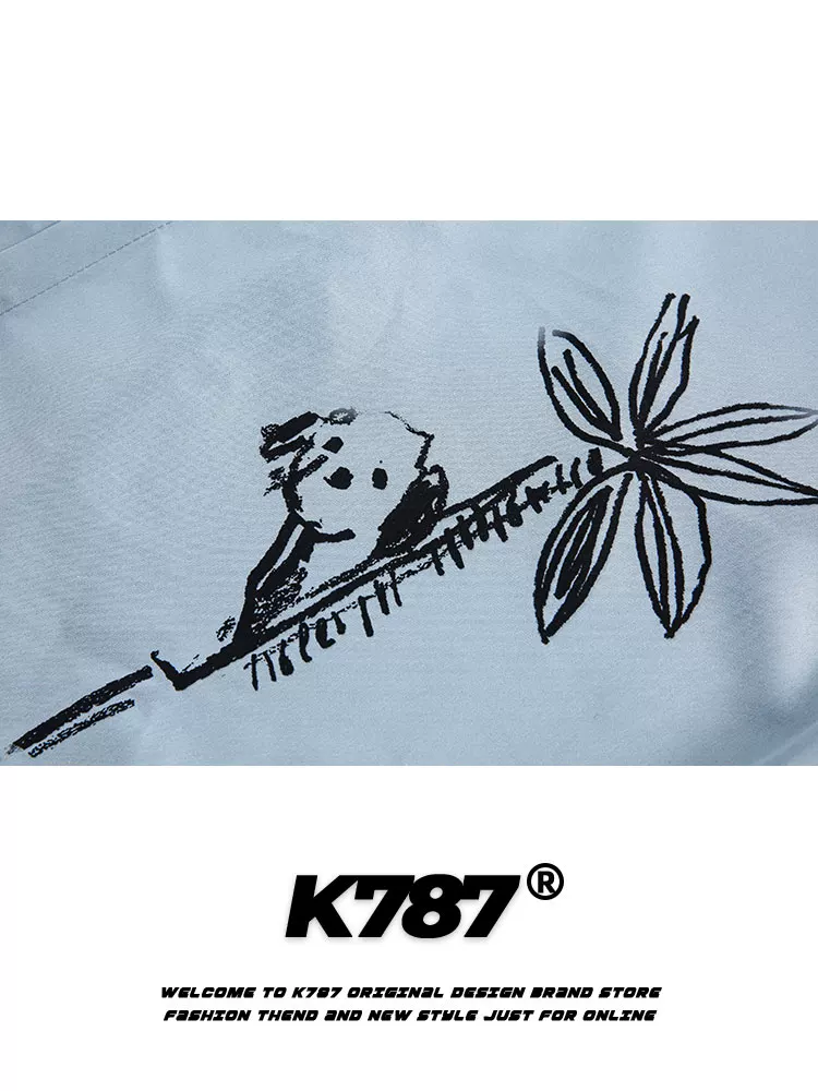 K787 Áo sơ mi ngắn tay in chữ theo xu hướng quốc gia cổ điển của Mỹ dành cho nam và nữ, phong cách đường phố, phong cách vui nhộn và lười biếng, áo cardigan nửa tay cho mùa hè.