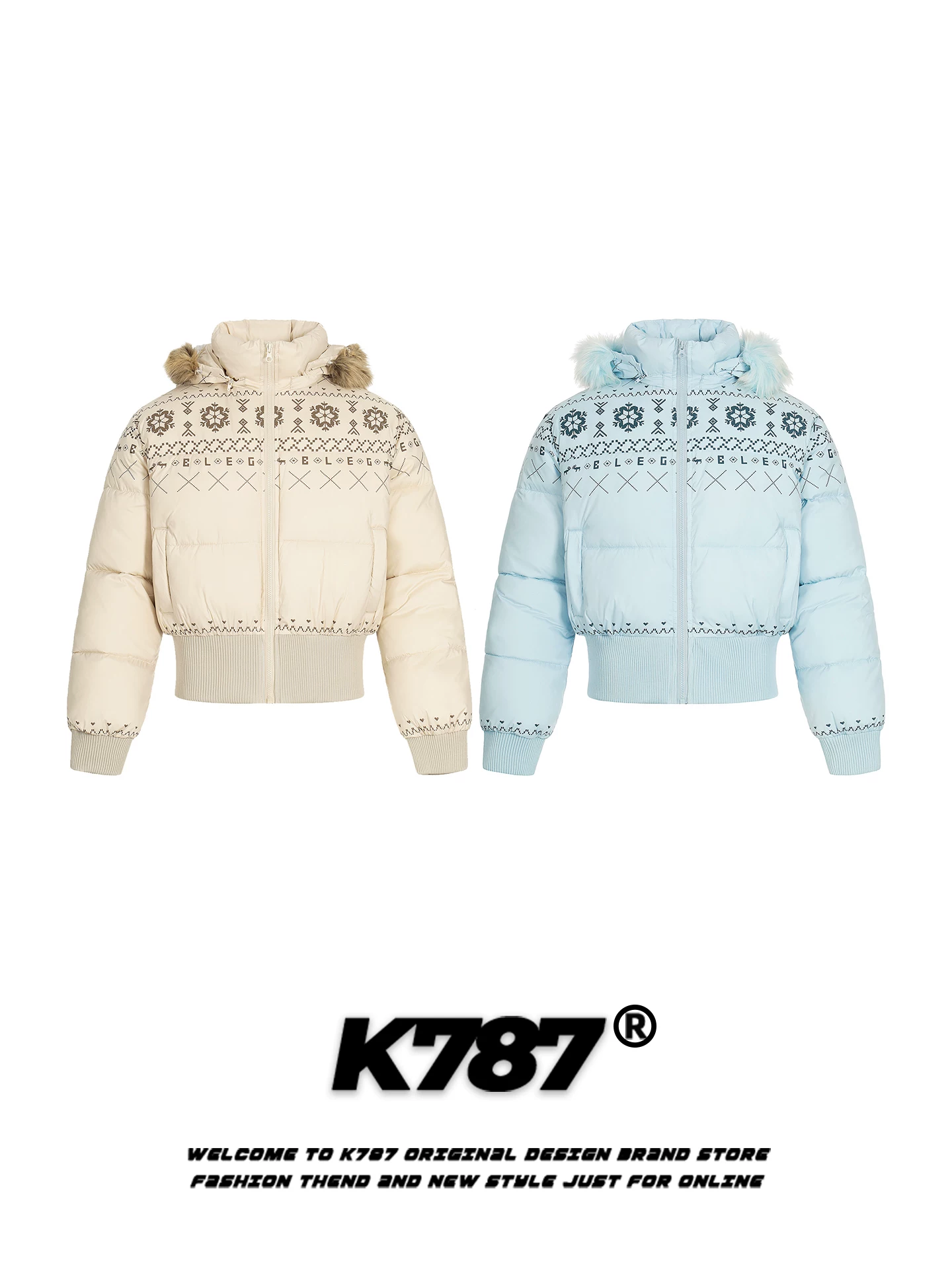 Áo khoác cotton có mũ trùm đầu cổ lông kiểu Mỹ cổ điển K787 dành cho nữ, kiểu dáng rộng rãi ngọt ngào và cá tính, áo khoác cotton ngắn dày dặn và ấm áp cho mùa đông.