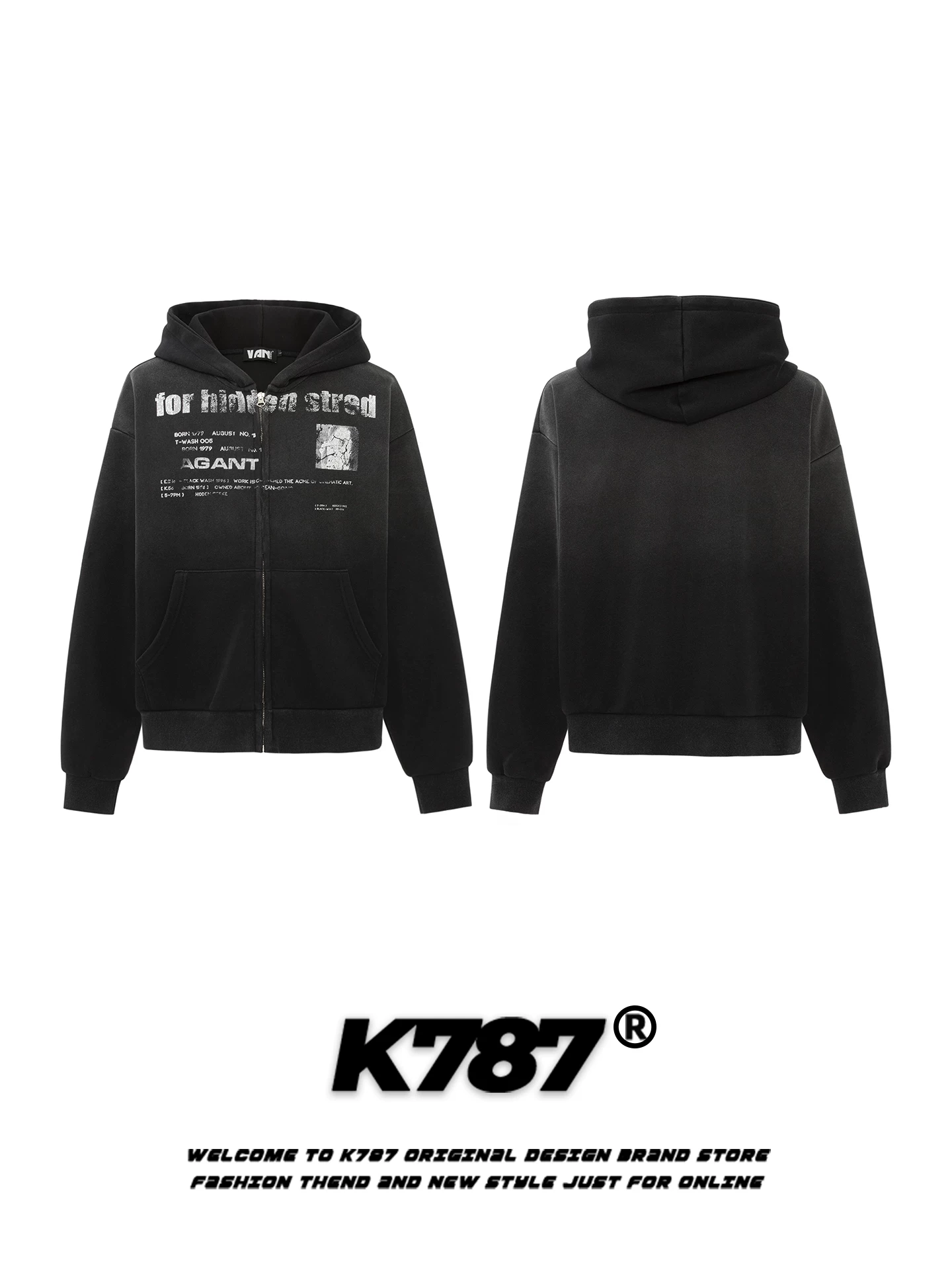 Áo khoác cardigan có mũ trùm đầu in chữ kiểu Mỹ cổ điển, phong cách retro, unisex, rộng rãi, hợp thời trang, dành cho cặp đôi.