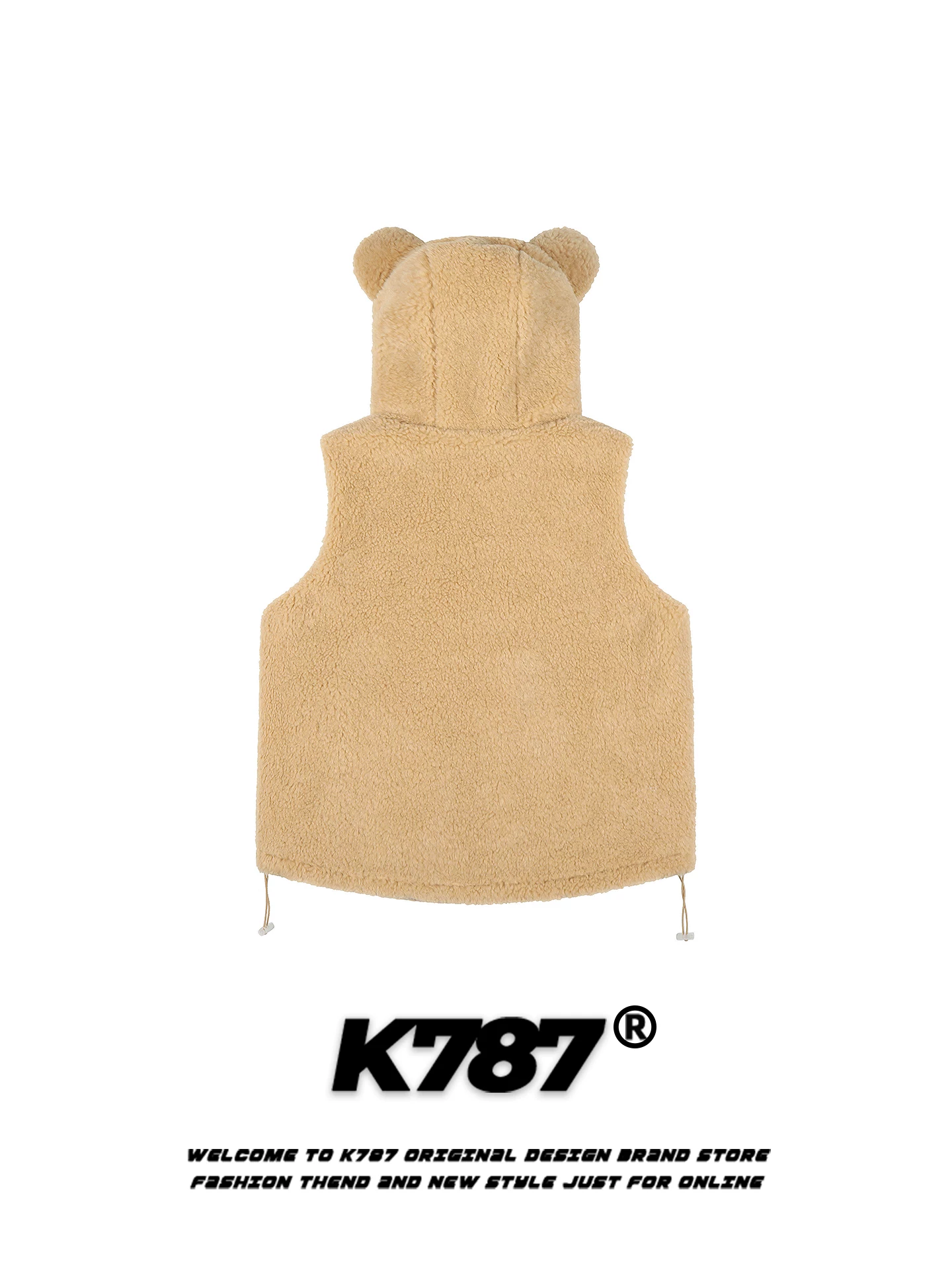 Áo khoác len cotton kiểu Mỹ cổ điển K787 có tai gấu dành cho nữ, áo khoác cotton có khóa kéo giữ ấm mùa đông.
