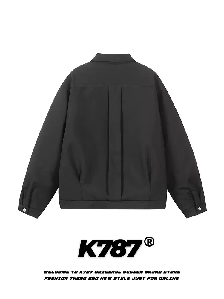 Áo khoác cotton cổ điển kiểu Mỹ K787, màu trơn, dáng ôm, unisex, xu hướng quốc dân, đa năng, mùa đông 2024