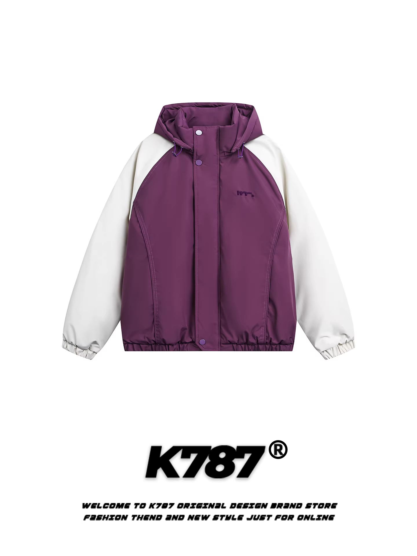 Áo khoác cotton dày có mũ trùm đầu, phối màu retro kiểu Mỹ K787, unisex, thời trang, thương hiệu nổi tiếng, giữ ấm mùa đông 2025, áo khoác cotton đôi