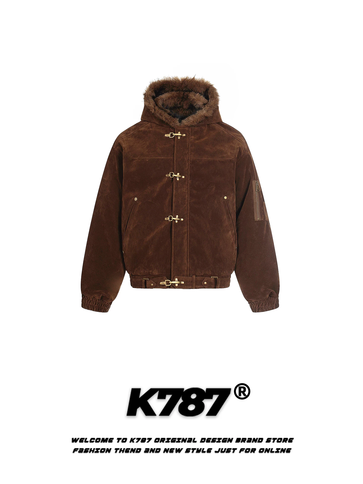 Áo khoác cotton có mũ trùm đầu kiểu dáng cổ điển Mỹ K787 dành cho nam và nữ, áo khoác cotton dày dặn và ấm áp mùa đông dành cho cặp đôi.