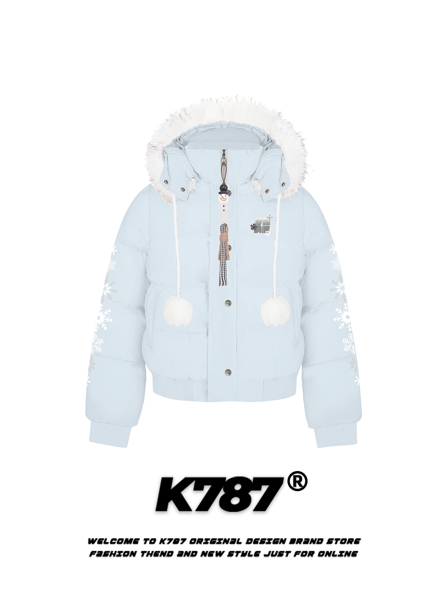 Áo khoác cotton có mũ trùm đầu cổ lông lớn kiểu retro Mỹ K787 dành cho nữ, có dây thắt eo, giảm tuổi tác, ấm áp, áo khoác cotton ngắn màu hồng.