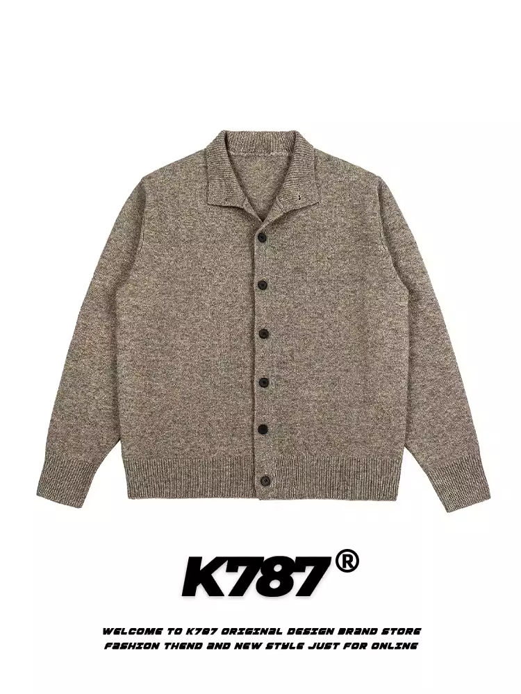 Áo khoác cardigan dáng rộng phong cách retro Mỹ đơn giản, unisex, thời thượng, thoải mái, chất liệu len dệt kim.
