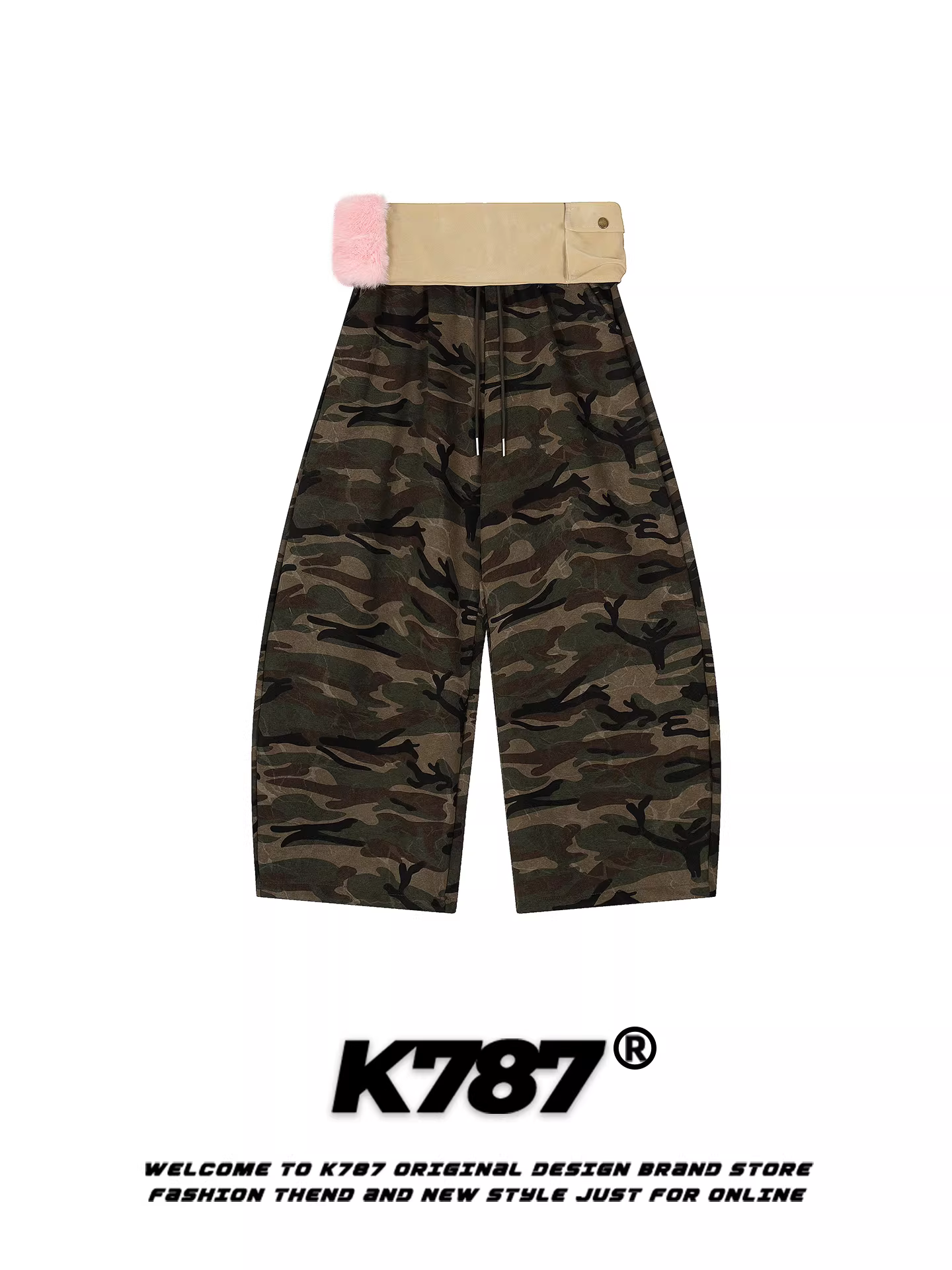 Quần K787 kiểu Mỹ cổ điển, phối họa tiết rằn ri, dành cho nam và nữ, dáng rộng, phong cách đường phố, thương hiệu thời trang, cạp cao, ống rộng kiểu kiếm.