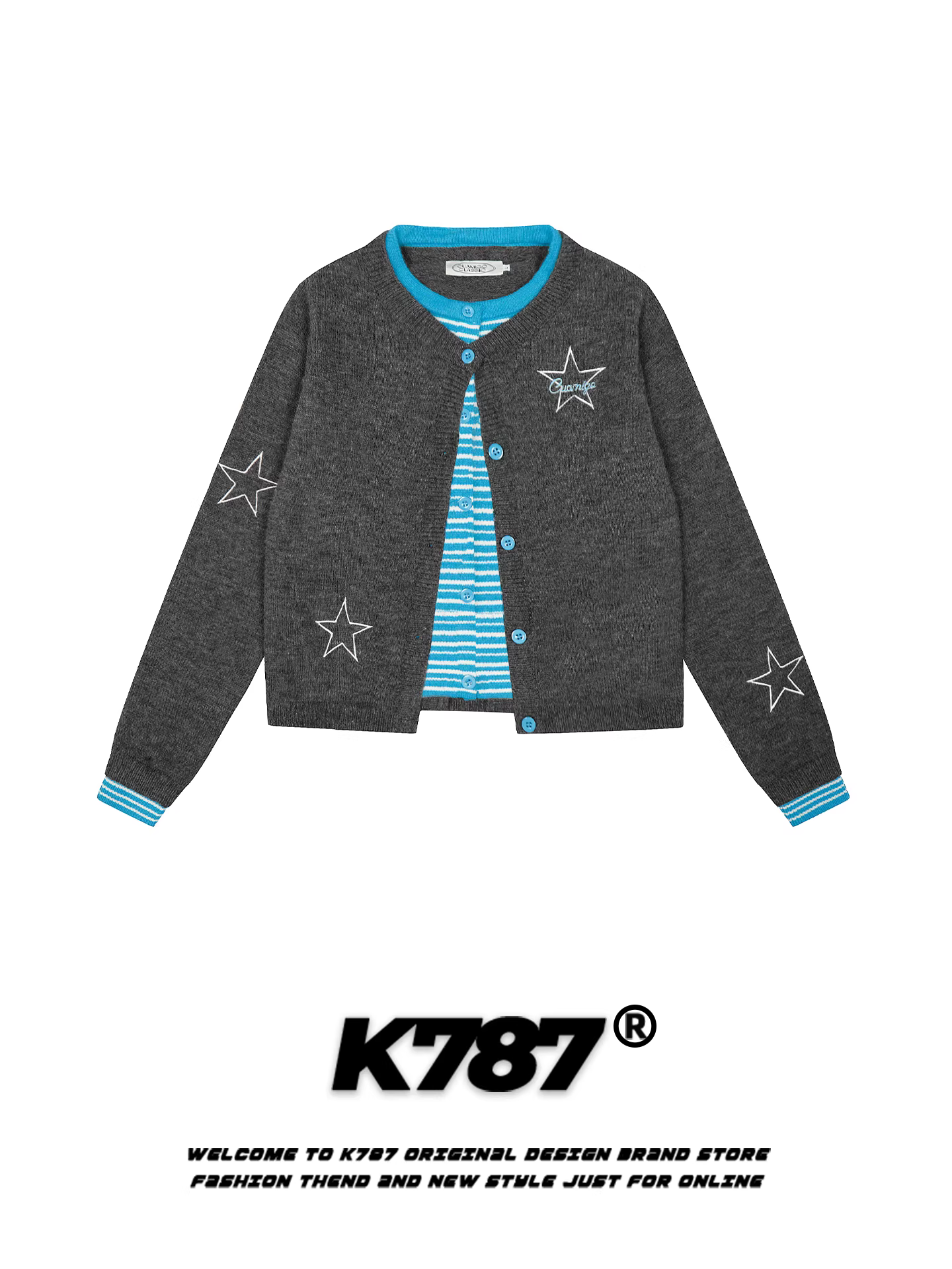 Áo len giả hai mảnh kiểu Mỹ cổ điển K787 dành cho nữ, kiểu dáng lười biếng, màu đỏ, chất liệu len đan.