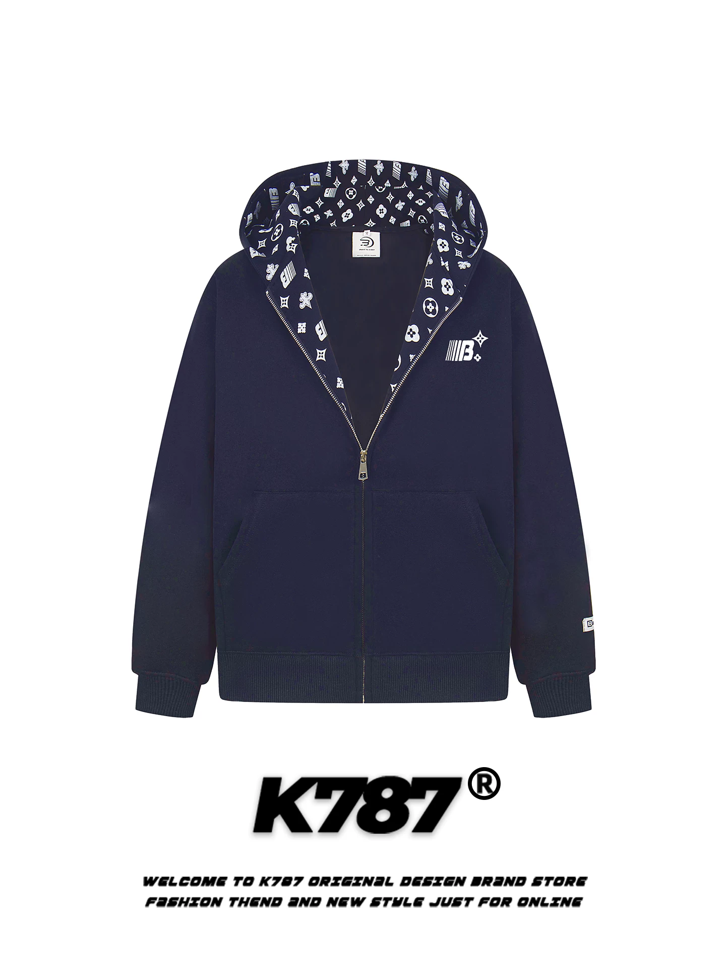 Áo khoác cardigan có mũ in chữ cổ điển Mỹ K787 dành cho nam và nữ, áo khoác hoodie cặp đôi thời trang, rộng rãi, thoải mái, phong cách thương hiệu.
