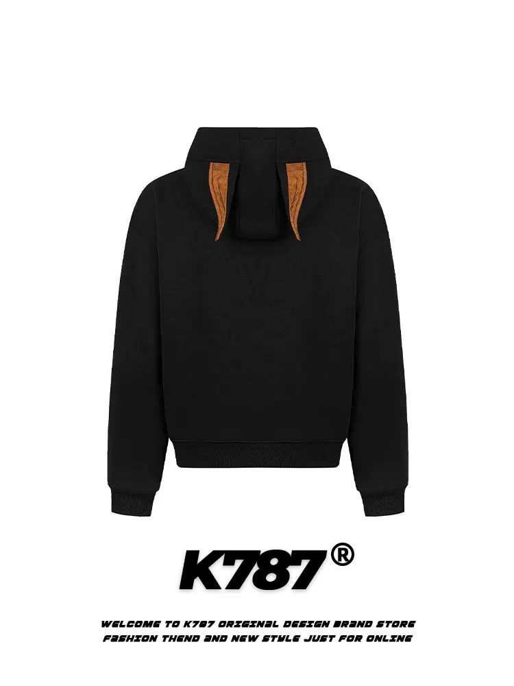 K787 Little Devil Doberman Dog Ear Speckled Print Áo hoodie Unisex Lười biếng Vui nhộn Áo khoác cổ điển kiểu Mỹ