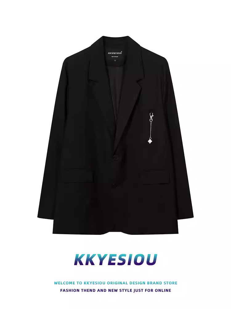 Áo khoác blazer thời trang thu đông KKyesiou2024 phong cách đường phố Mỹ dành cho nam và nữ, áo khoác lịch lãm, cá tính, phong cách hip-hop, nhẹ nhàng, trưởng thành.