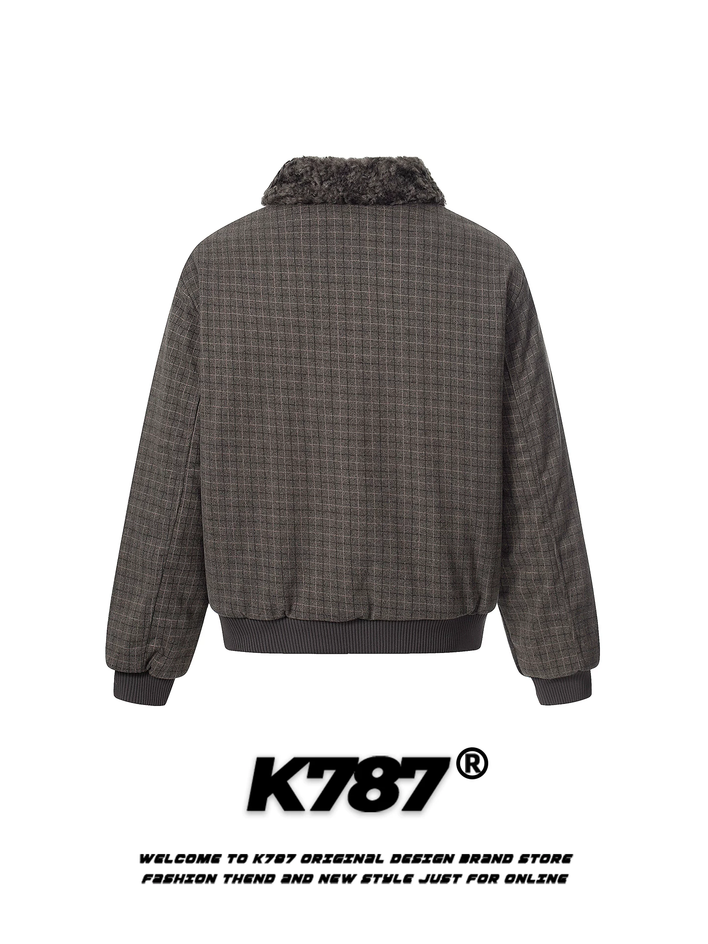 Áo khoác cotton kẻ sọc cổ lông cổ điển kiểu Mỹ K787 dành cho nam và nữ, dáng rộng, thương hiệu hợp thời trang mùa đông, áo khoác cotton ấm áp dành cho cặp đôi.