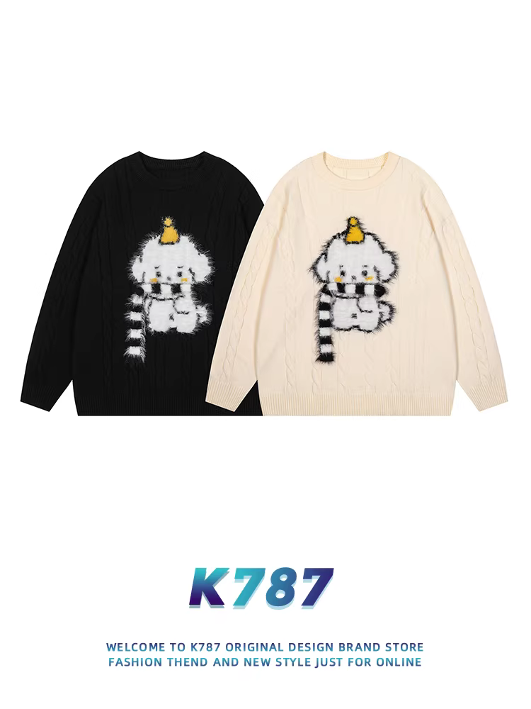 Áo len chui đầu kiểu Mỹ cổ điển K787 dành cho nam và nữ, dáng rộng, phong cách đường phố, đa năng, áo đôi