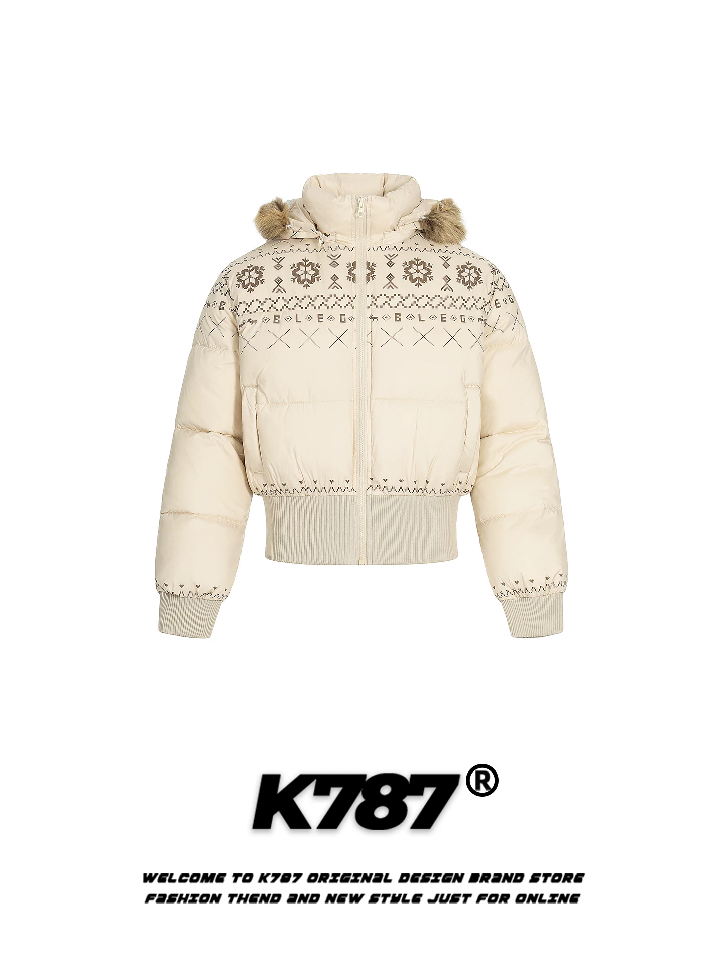 Áo khoác cotton có mũ trùm đầu cổ lông kiểu Mỹ cổ điển K787 dành cho nữ, kiểu dáng rộng rãi ngọt ngào và cá tính, áo khoác cotton ngắn dày dặn và ấm áp cho mùa đông.