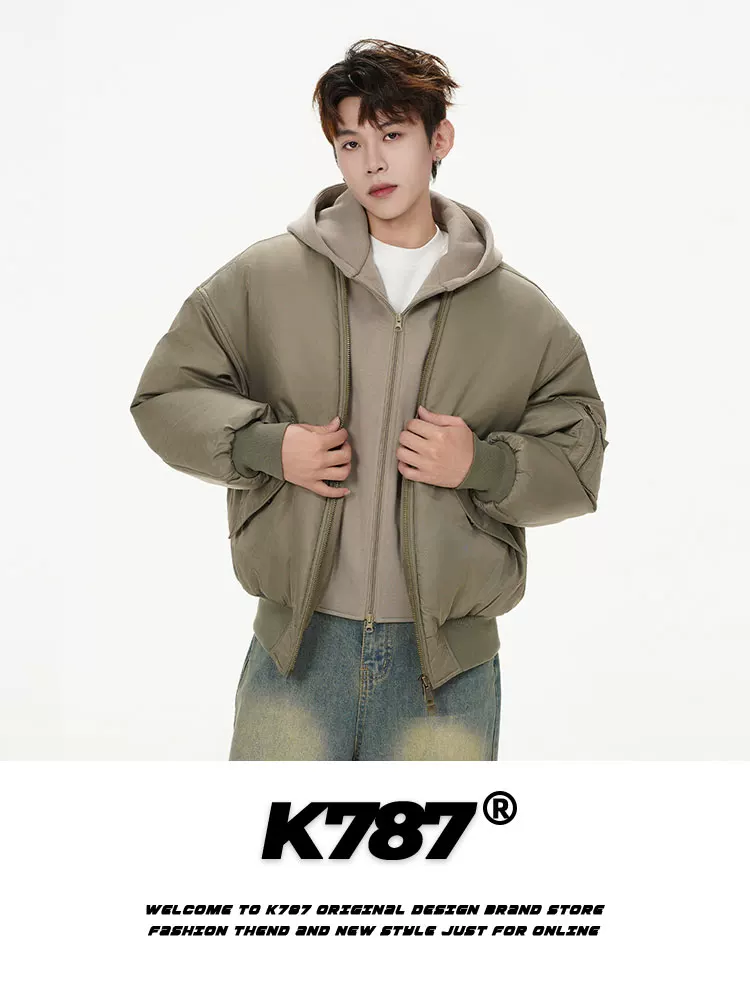 K787 Áo khoác parka có mũ trùm đầu dày hai lớp cổ điển kiểu Mỹ dành cho nam và nữ, áo khoác cotton dày dặn kiểu dáng quốc gia dành cho cặp đôi