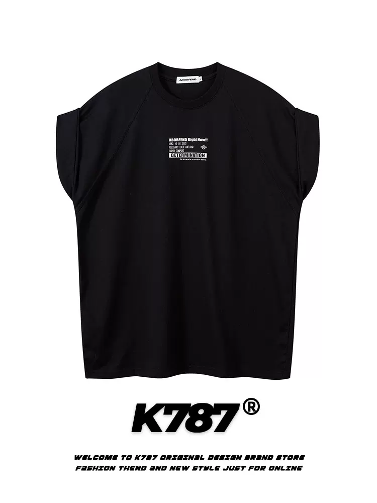 Áo ba lỗ thể thao cổ điển Mỹ K787, kiểu dáng unisex, tay raglan, phong cách đường phố hip-hop, áo cặp, áo thun