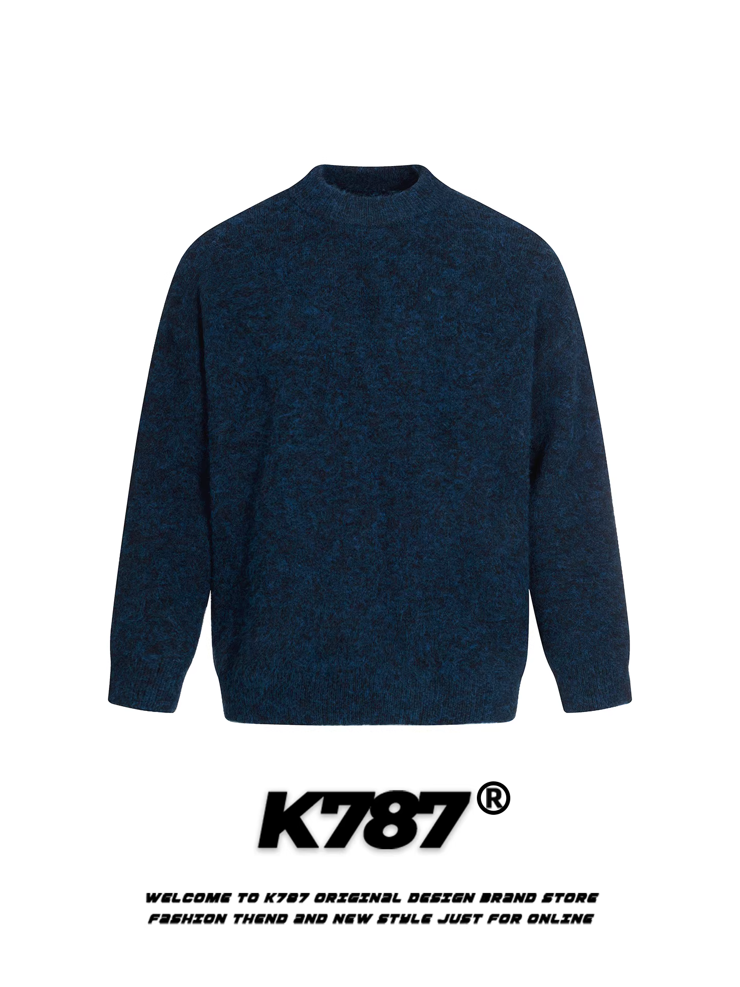 Áo len dệt kim cổ tròn phong cách retro Mỹ K787 dành cho nam và nữ, kiểu dáng rộng rãi, thoải mái, ấm áp, thích hợp cho mùa đông.