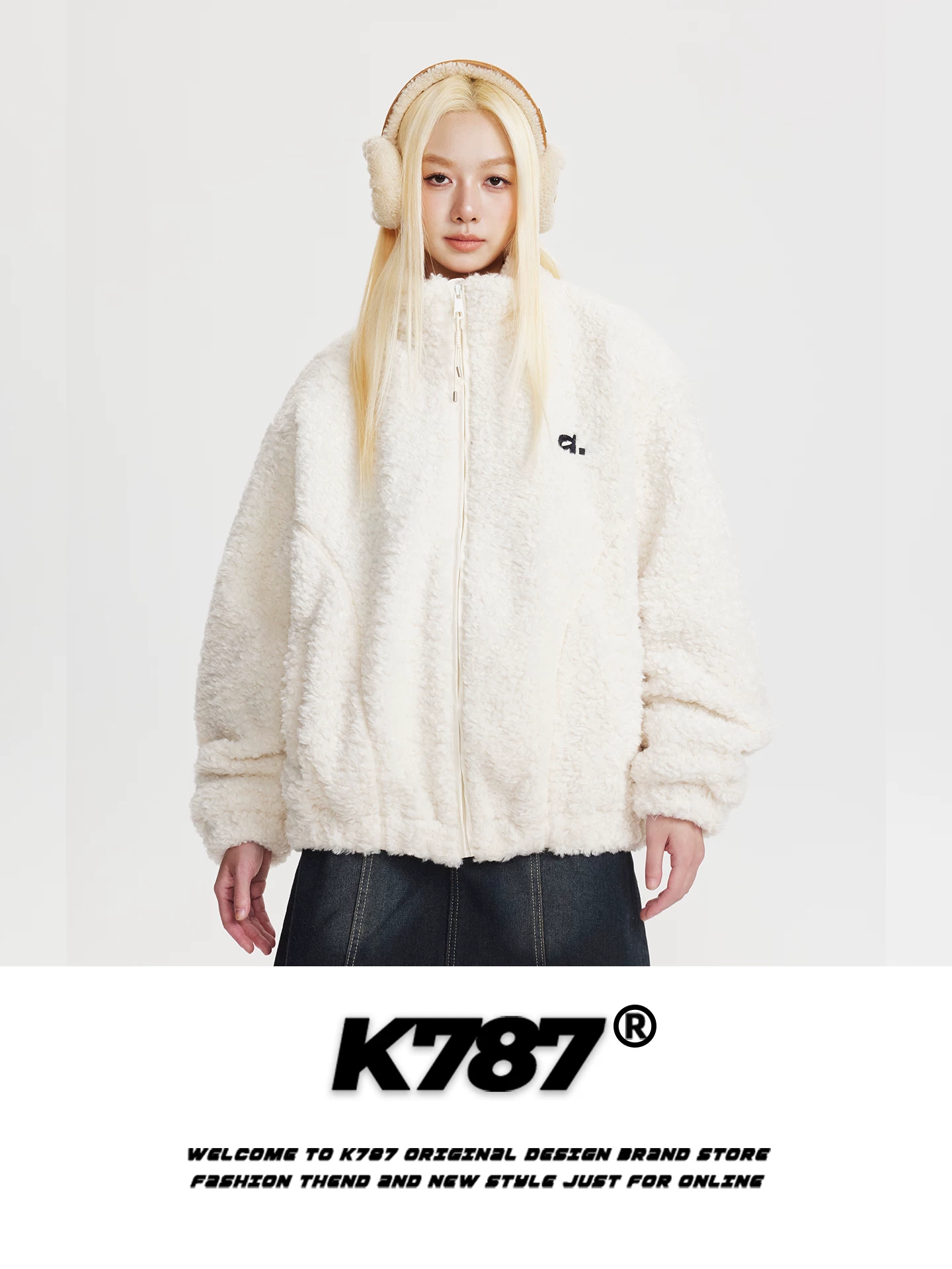 Áo khoác cotton cổ đứng len cừu kiểu Mỹ cổ điển K787 dành cho nam và nữ, dáng rộng, dày dặn, ấm áp, lông mềm, áo khoác cotton mùa đông dành cho cặp đôi.