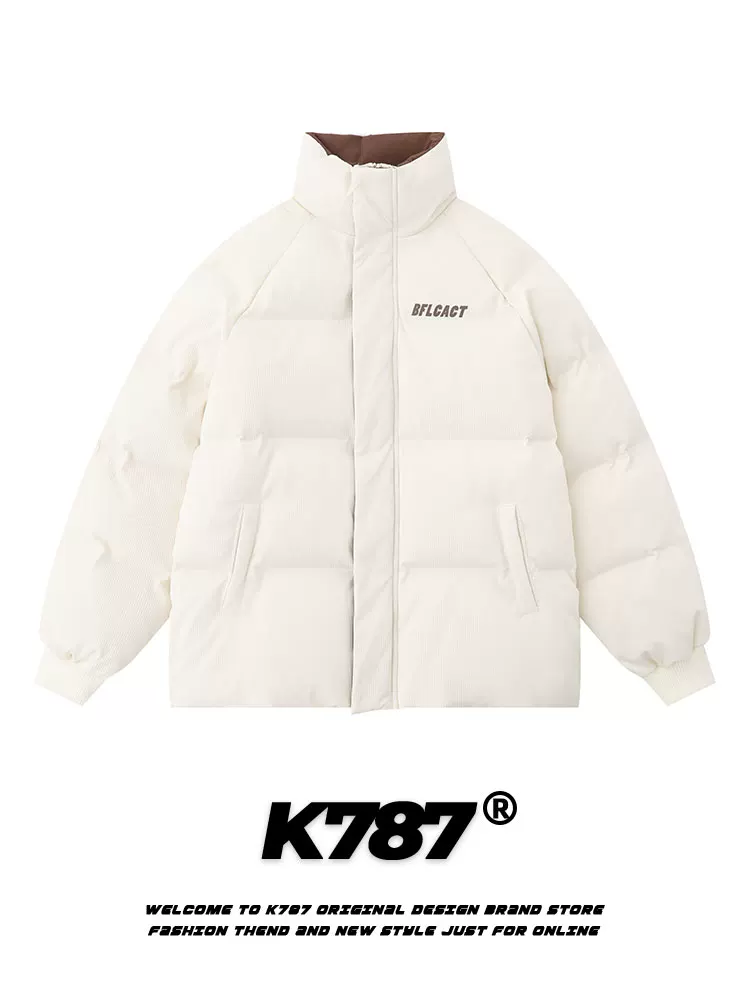 Áo khoác phao dày kiểu Trung Quốc cổ điển màu hồng K787 dành cho nam và nữ, chất liệu cotton mùa đông 2024, kiểu dáng dopamine