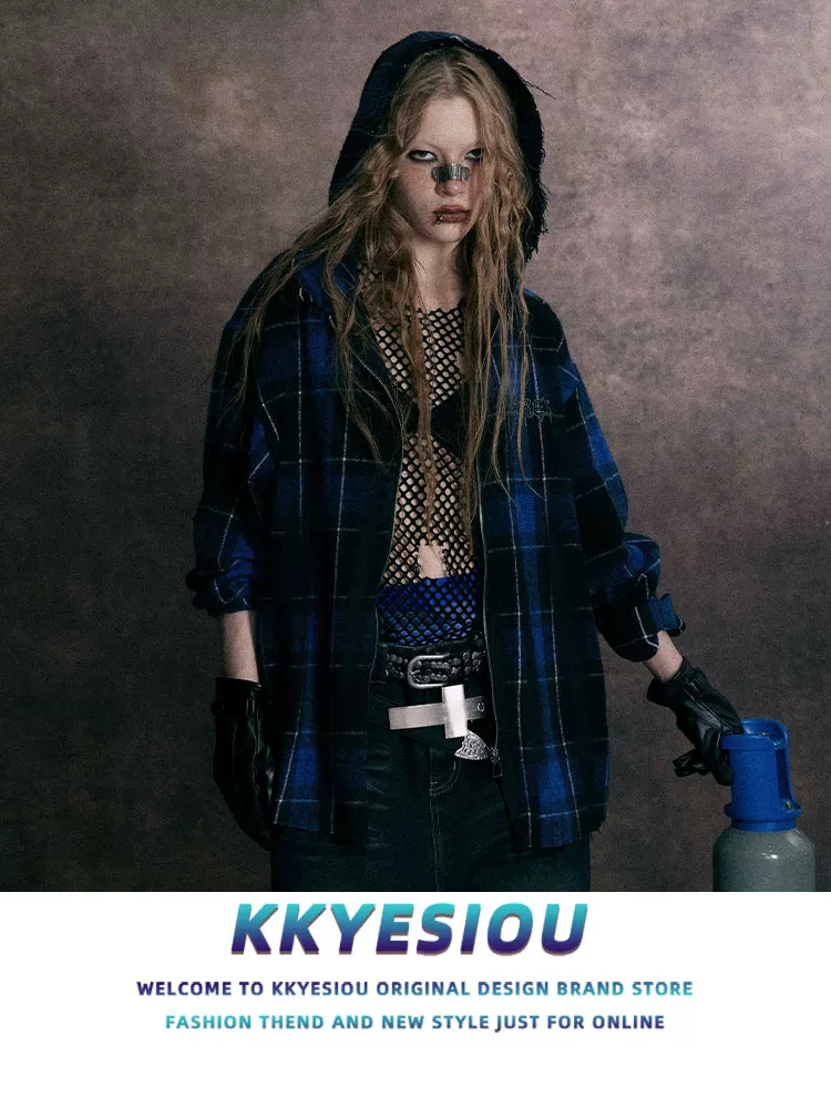 Áo khoác nỉ có mũ trùm đầu kiểu Mỹ cổ điển, kẻ caro, tay dài, unisex, có khóa kéo sau lưng màu hồng