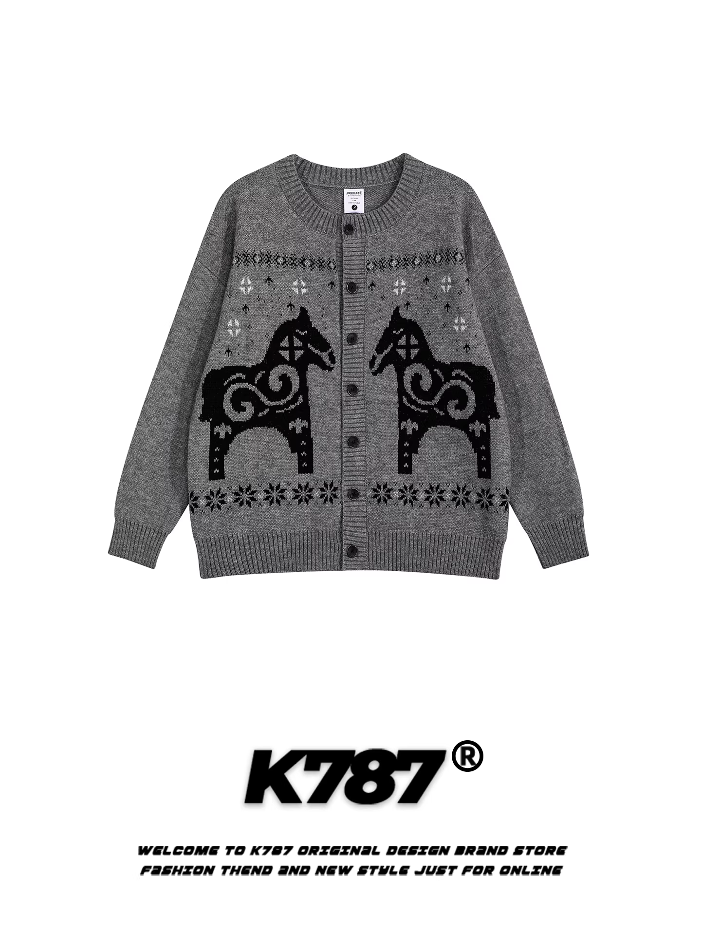 Áo len dệt kim kiểu cổ điển Mỹ K787 dành cho nam và nữ, áo khoác len thiết kế cổ điển dành cho cặp đôi