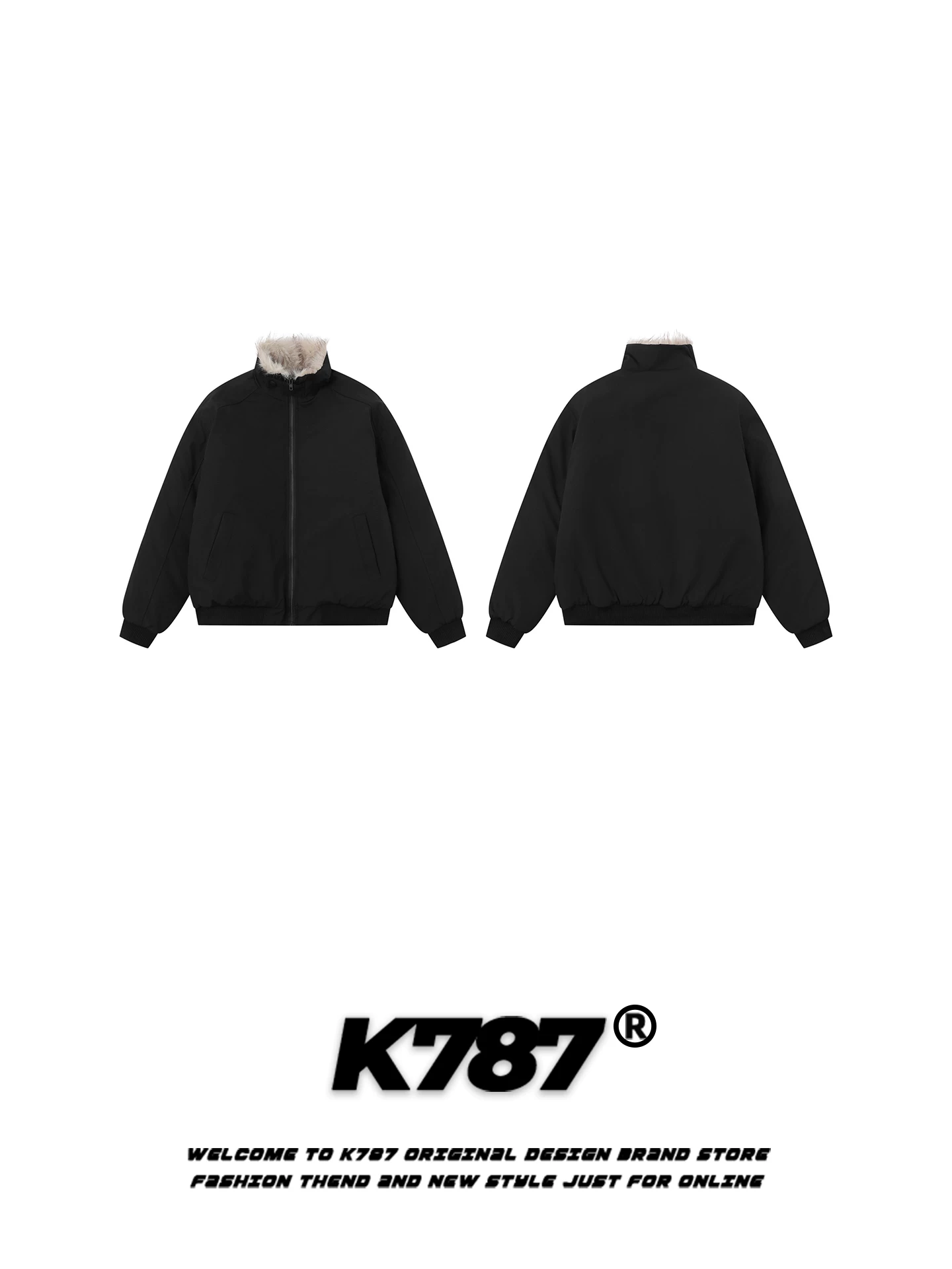 K787 Áo khoác cotton cổ đứng cổ đứng phong cách retro Mỹ dành cho nam và nữ, áo khoác cotton dày dặn ấm áp theo xu hướng quốc gia dành cho cặp đôi mùa đông.