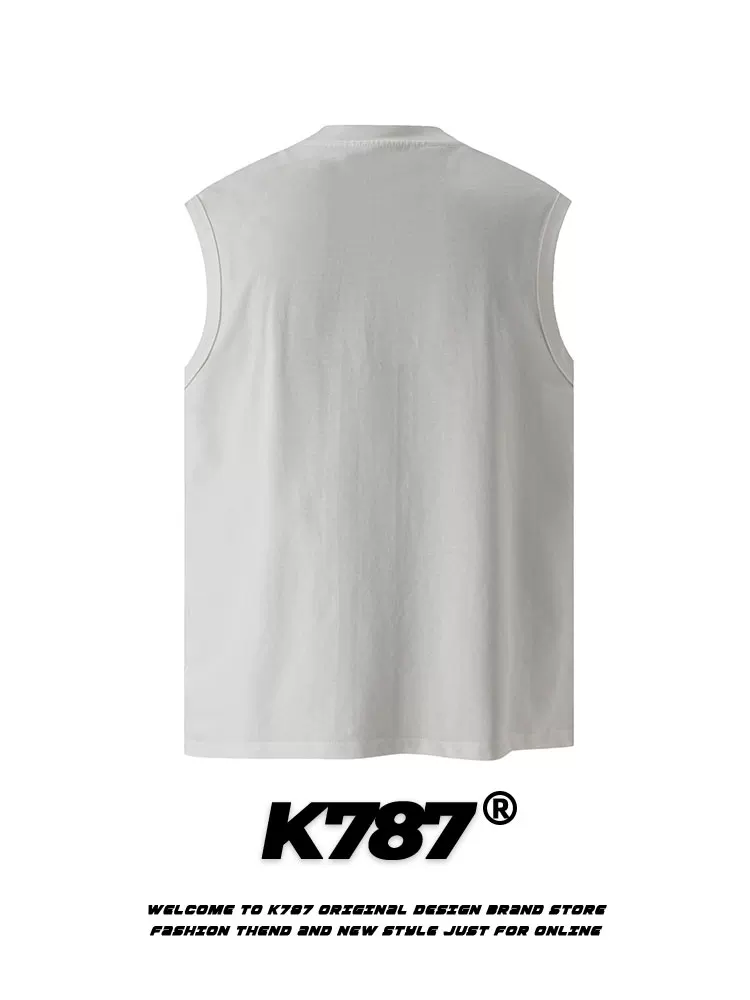 K787 Phong cách đường phố Mỹ Doberman in hình ngộ nghĩnh áo vest unisex ngoại cỡ áo ba lỗ áo thun không tay mùa hè