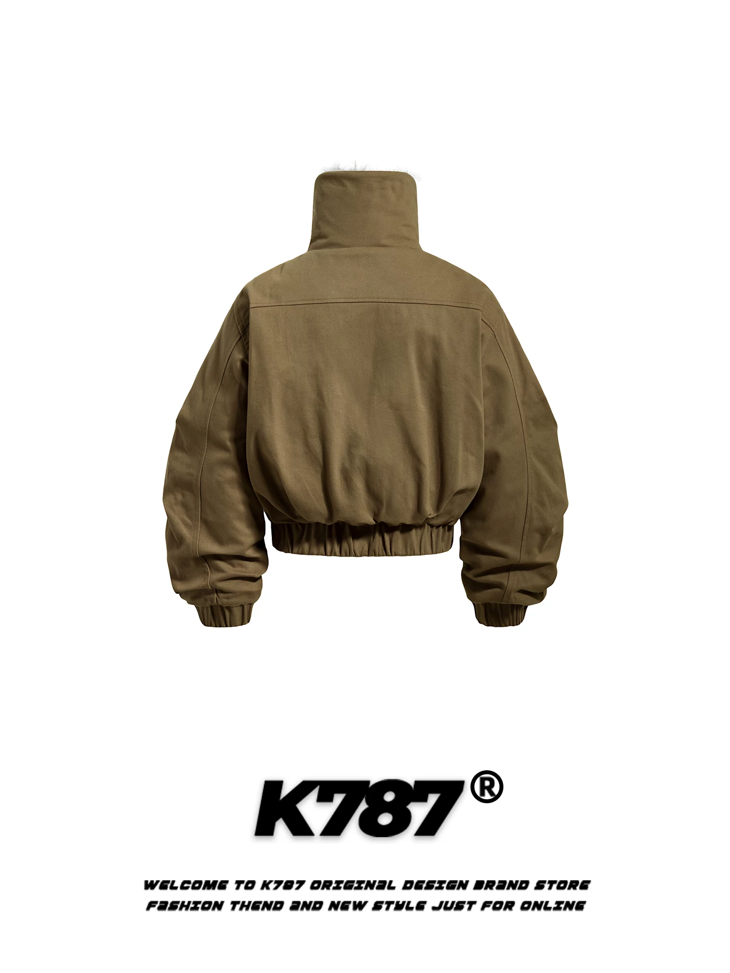 Áo khoác cotton ngắn kiểu Mỹ K787, cổ lông, dáng rộng, ấm áp và dày dặn, áo khoác cotton unisex dành cho cặp đôi mùa đông.