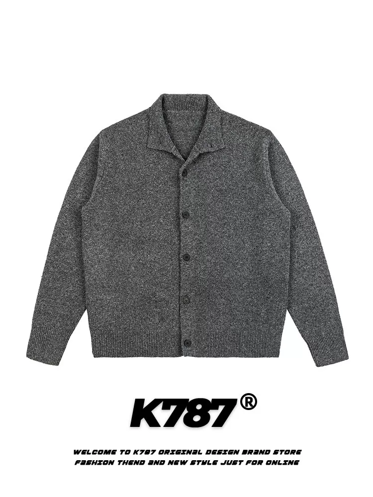 Áo khoác cardigan dáng rộng phong cách retro Mỹ đơn giản, unisex, thời thượng, thoải mái, chất liệu len dệt kim.