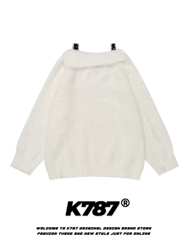 Áo len dệt kim dây đeo vai phong cách retro Mỹ K787 Hello Kitty dành cho nữ, áo khoác len phong cách ngọt ngào, dịu dàng, sành điệu, cá tính.