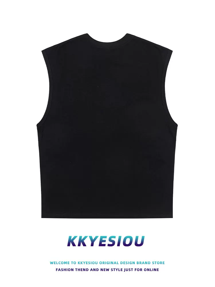 Áo thun vest in chữ cổ điển kiểu Mỹ KKyesiou dành cho nam và nữ, kiểu dáng rộng, phong cách đường phố, hip-hop, thể thao