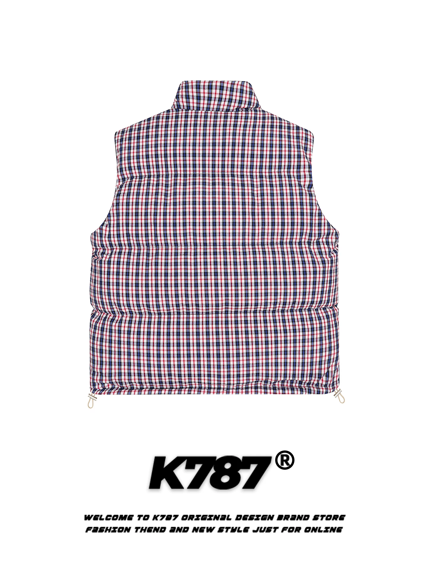 Áo vest hai mặt kiểu Mỹ K787, chất liệu nỉ kẻ caro thời trang dành cho nam và nữ, cổ đứng dày dặn, kiểu dáng rộng rãi nhiều lớp, thích hợp cho mùa đông.
