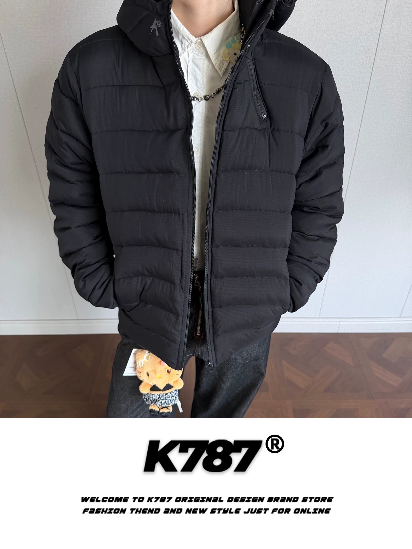 Áo khoác cotton có mũ trùm đầu kiểu Mỹ K787 dành cho nam và nữ, ấm áp, nhẹ, áo khoác phao dày dặn dành cho cặp đôi mùa đông.