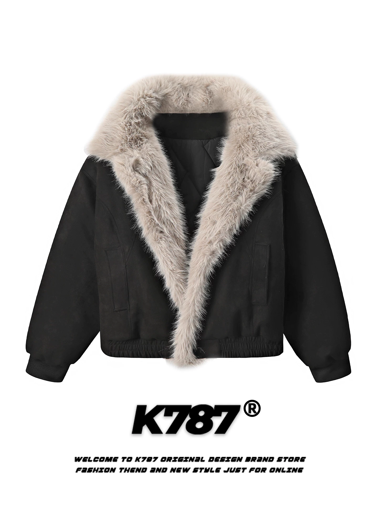 Áo khoác cotton khắc họa tiết ghế ngồi bằng lông thú thân thiện với môi trường kiểu Mỹ K787 dành cho nam và nữ, áo khoác cotton dày dặn kiểu dáng lười biếng dành cho cặp đôi.