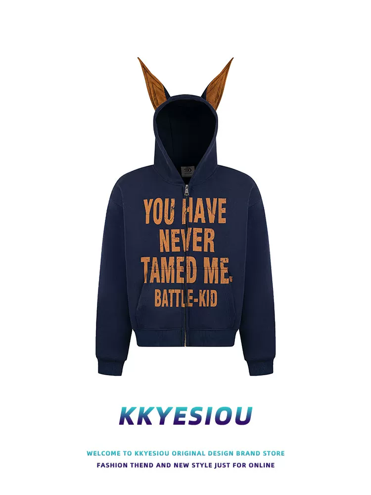 K787 Little Devil Doberman Dog Ear Speckled Print Áo hoodie Unisex Lười biếng Vui nhộn Áo khoác cổ điển kiểu Mỹ