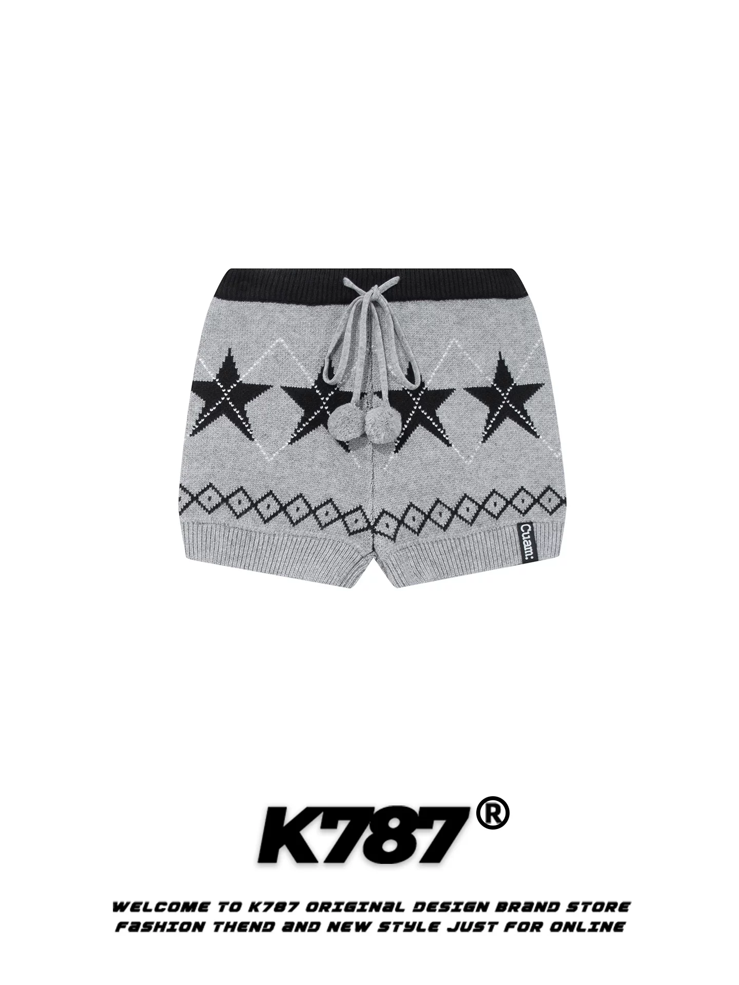 Quần short nữ K787 kiểu dáng nhẹ nhàng ngọt ngào, họa tiết sao, may chần bông, cạp cao, đính tua rua, ôm hông, trẻ trung, kiểu buộc dây thắt eo, quần ngắn bó sát.
