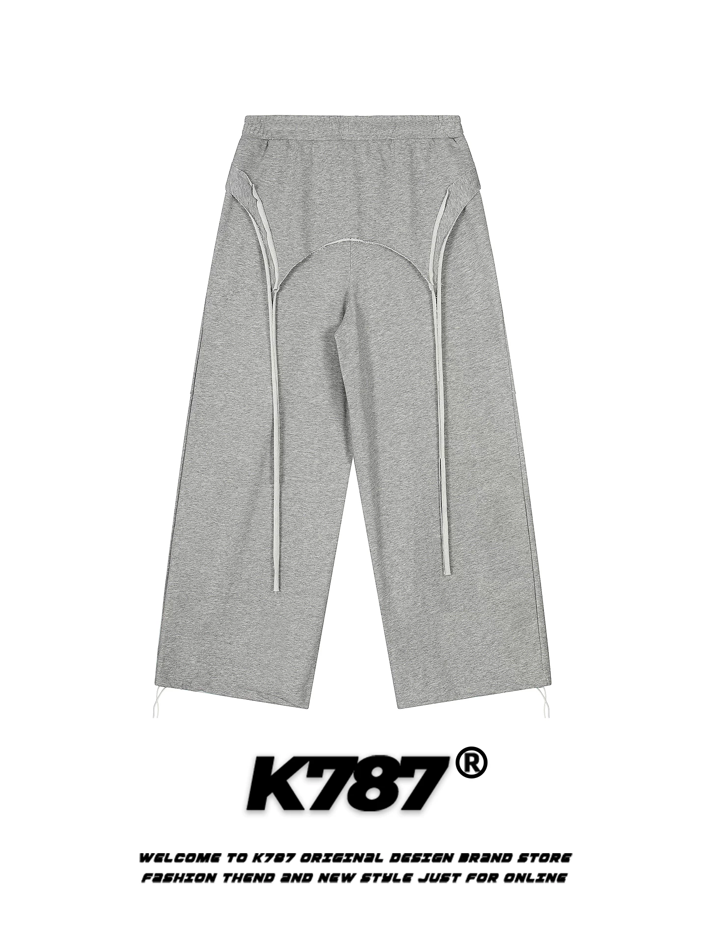 Quần jogger nữ K787 phong cách đường phố Mỹ, in chữ cũ kỹ, kiểu dáng năng động, quần ống rộng thẳng phong cách gothic phóng khoáng