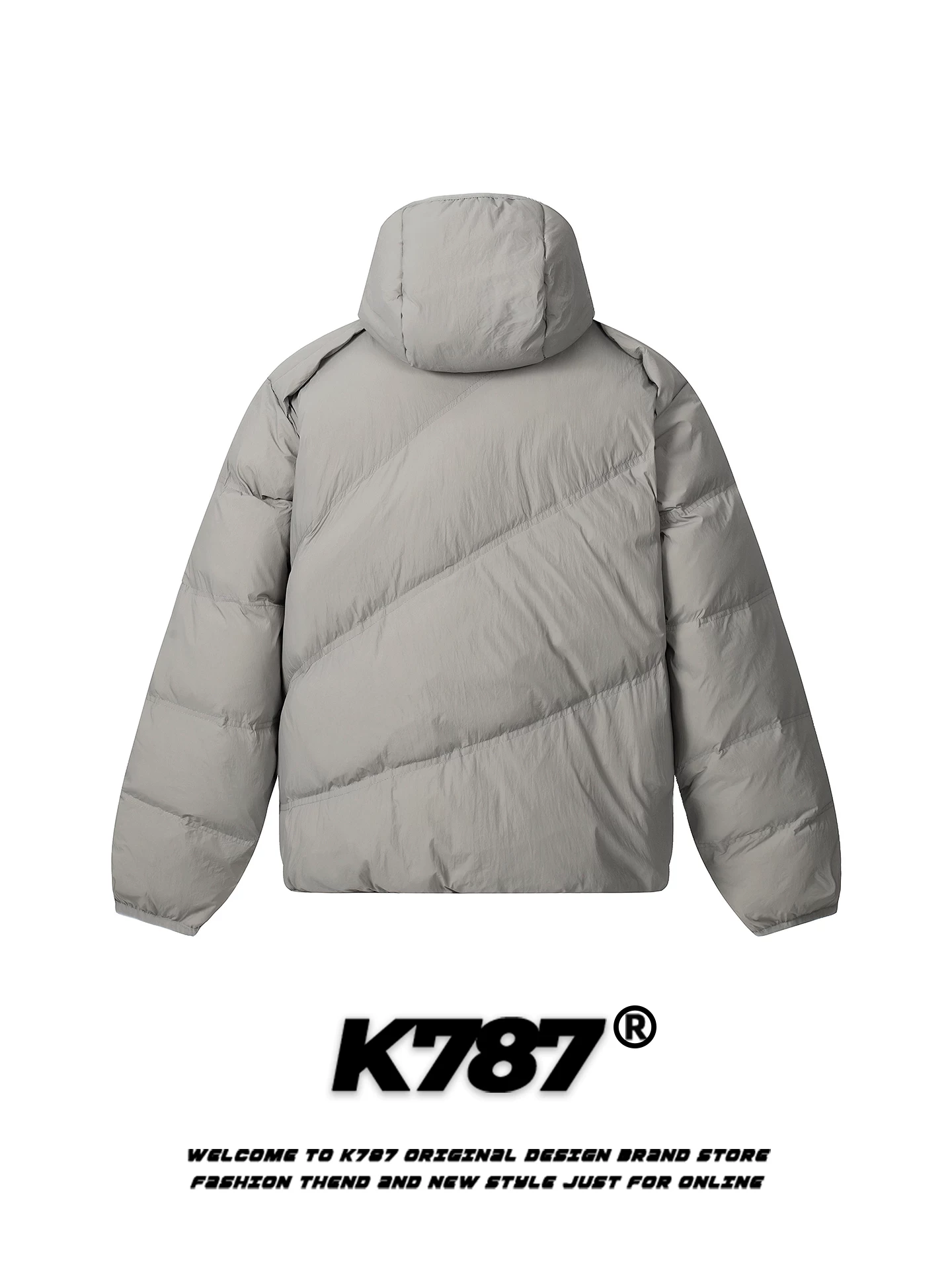 K787 Áo khoác cotton có khóa kéo chéo dày dặn theo phong cách retro của Mỹ dành cho nam và nữ, áo khoác phao có mũ trùm đầu màu trơn, áo khoác đôi.